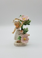 Vintage Geo Z Lefton October Birthday Girl Angel With Flowers Figurine Japan 985 picture