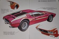 RARE ~ De Tomaso Mangusta Illustrated Car Collectible Article Print ~ WOW picture
