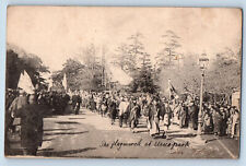 Tokyo Japan Postcard The Flagmarch at Ueno Park c1905 Unposted Antique picture
