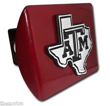 TEXAS A&M TEXAS SHAPE EMBLEM ON MAROON USA MADE TRAILER HITCH COVER picture