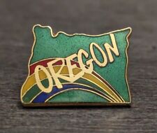 Teel Colored Oregon State-Shaped With Rainbow Travel/Souvenir Metal Lapel Pin picture