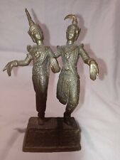 Antique old copper statue south Indian goddess pair religious figure home decor picture