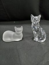 2pc Bundle of LENOX Crystal Clear & Frosted Cat Figurines picture