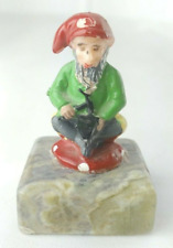 Vintage Gnome Elf Figurine On Mushroom Connemara Marble Base Ireland Mini 2 3/8