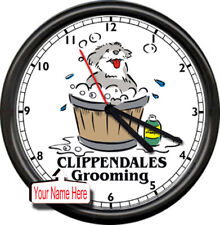 Personalized Gift Dog Grooming Pet Store Groomer Wash Bath Vet Sign Wall Clock  picture