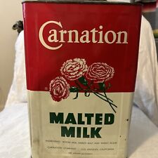 Rare Vintage LARGE Carnation Malted Milk 25 Lbs Metal Container Los Angeles picture