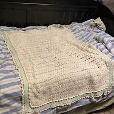 VTG hand crochet yellow and green baby blanket picture