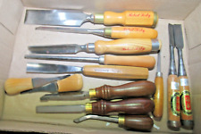 Lot Of 13 Vintage Woodworking Chisels Tools ROBERT SORBY,JAPANESE, CROWN,SWISS picture