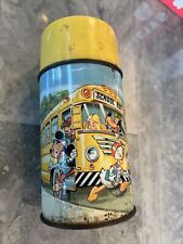 Vintage Mickey Mouse School Bus Lunchbox Thermos See Pictures For Condition picture