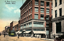 c1910 DULUTH MINNESOTA A BUSY CORNER TROLLY STREET VIEW KROPP POSTCARD P1039 picture
