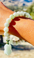 Grade A Natural Jadeite Jade Bead Bracelet carved Lotus Flower size 10mm picture