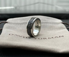 David Yurman Sterling Silver 925 Streamline 3 Row Black Pave Diamond Ring S 10 picture