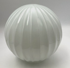 Vintage Ribbed Scallop White Milk Glass Round Ball Light Globe Shades 8