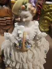 Dresden Porcelain Lace Figurine, 6” tall picture