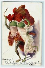 1906 Couple Frog Anthropomorphic Girl Fantasy Twelvetrees Paul & Virginia UDB picture