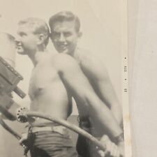 Found B&W Photo 2 Shirtless Young Men 1969 Military picture