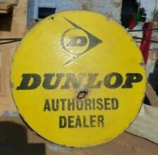 Original 1930's Old Vintage Double Side Dunlop Ad. Porcelain Enamel Sign Board picture