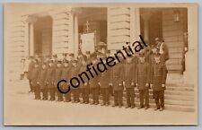 Real Photo Firemen Pose At The Court House At Greene NY New York RP RPPC L213 picture