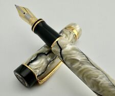 Vintage Parker Duofold Centennial Pearl & Black  Fountain Pen 18K Gold Nib picture