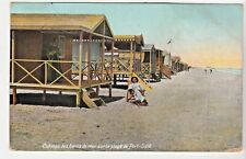 Port Said Egypt Vintage Postcard Mediterranean Sea Bathing Cabins on the Beach  picture