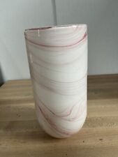 Art Glass Vase Swirl Pink Lines Thick Heavy Glass Vase/Tumbler picture