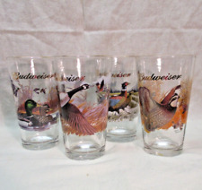 Ducks Unlimited BUDWEISER Beer Pint Glasses 4 Canadian Goose Pheasant Quail picture
