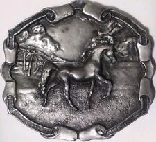 Vintage Bergamont Brass Belt Buckle 1976 Horse Country Western Cowboy picture