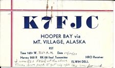 QSL 1937 Hooper Bay Alaska     radio card picture