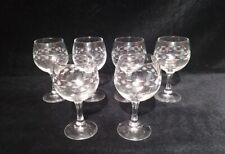 6 Red Wine Glasses Goblets Etched 5.75