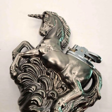 Vintage Unicorn Table Lighter Silver Tone Pewter Metal Large Table Lighter picture