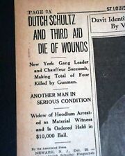 Jewish Mobster DUTCH SCHULTZ NYC Beer Baron SHOT Assassination 1935 Newspaper picture