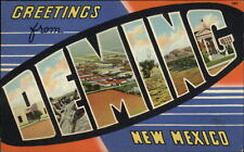 Deming New Mexico Large Letter multiview rock formations vintage linen postcard picture