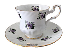 Vintage Rosina Violet Flower Pattern Fine Bone China Teacup and Saucer England picture