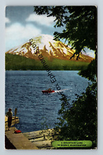 Postcard A Mountain Lake In Scenic Washington Boat Lady Paddle picture