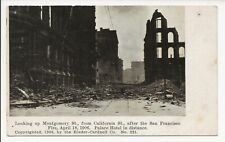 Looking up Montgomery St, Fire postcard Apr. 18 1906 San Francisco CA picture
