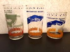 Three New York World's Fair souvenir drinking glasses: two dated 1939, one 1940 picture