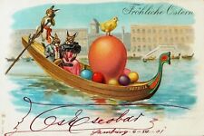 Rare Early Sweet Fantasy 1901 Dressed Rabbit Gondola Easter Germany Berlin picture