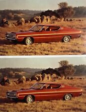 Pair Original 1969 Ford Torino GT SportsRoof Postcard 69 picture
