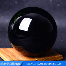 100mm Large Natural Black Obsidian Stone Ball Healing Quartz Crystal Sphere Gift picture