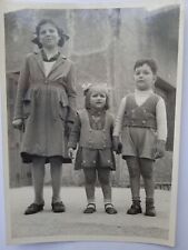 Two Cute Greek Girls & one Boy Real Found Original Vintage Old Photo GREECE VTG picture