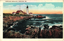 Portland Headlight Lighthouse Portland Maine White Border Postcard 1920s picture
