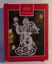 LENOX Sparkle & Scroll Frosted Clear Silver Plate Angel Christmas Ornament NIB picture