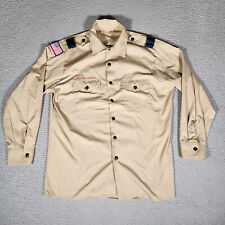 Boy Scout Uniform Shirt Adult Large Long Sleeve Button Up Made in USA BSA Patch picture