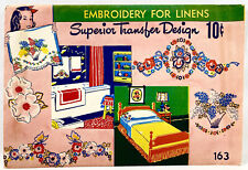 1930s Superior Iron-On Transfer Pattern 163 Embroidery Paint Linens Antiq 13039 picture