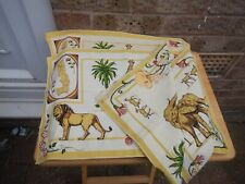 VINTAGE LINEN , SET OF TWO PLACEMATS AND NAPKINS , SAFARI , AFRICA ,  picture