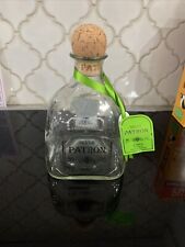 Patron Silver Tequila bottle 1.75L empty With Cork Glass Great For Crafts picture