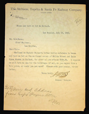 1903  Atchison Topeka Santa Fe Coast Lines Letter A.G. Wells General Mgr LA CA picture