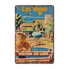 Vintage Las Vegas Print Metal Tin Sign, Home Office Restaurant NEW picture