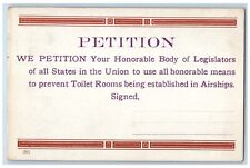 c1910's Petition No Toilets On Airships Weird Humor Unposted Antique Postcard picture
