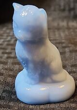 Boyd Crystal Art Glass Kitten On A Pillow Cat Figure Cathedral Blue picture